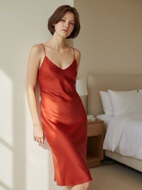 Abercrombie & Fitch Red Orange Cowl Neck Slip